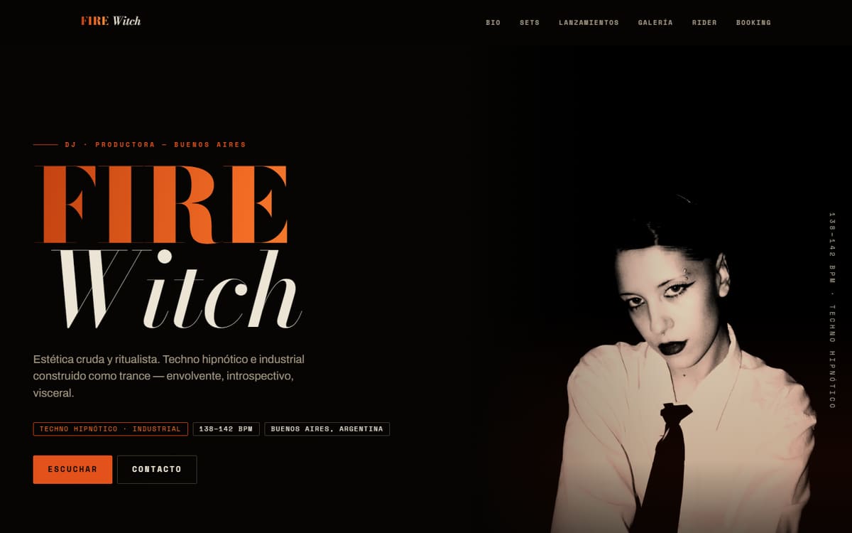 EPK de FIRE WITCH — hero del sitio